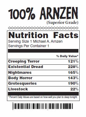 Faux Nutrition Label for '100% Arnzen' Meat Package